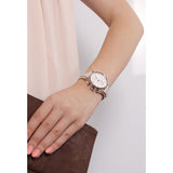 Fossil Boyfriend White Dial Beige Leather Strap Watch for Women - ES3811