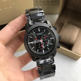 Burberry Sport Chronograph Black Dial Black Steel Strap Watch for Men - BU7703