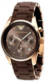 Emporio Armani Sportivo Chronograph Brown Dial Brown Silicone Strap Watch For Men - AR5891