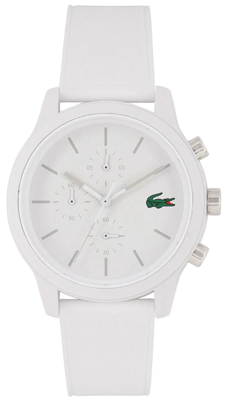 Lacoste 12.12 Chronograph White Dial White Silicon Strap Watch for Men - 2010974