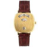 Gucci Grip Quartz Gold Dial Maroon Leather Strap Watch For Women - YA157402