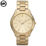 Michael Kors Slim Runway Gold Dial Gold Stainless Steel Strap Watch for Women - MK3179