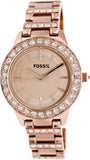 Fossil Jesse Crystal Rose Gold Dial Rose Gold Steel Strap Watch for Women - ES3020