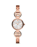 Emporio Armani Retro Quartz Silver Dial Rose Gold Steel Strap Watch For Women - AR1776