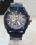 Fossil Modern Machine Automatic Skeleton Blue Dial Two Tone Steel Strap Watch for Men - ME3133