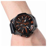 Diesel Mega Chief Chronograph Black Dial Black Leather Strap Watch For Men - DZ4291