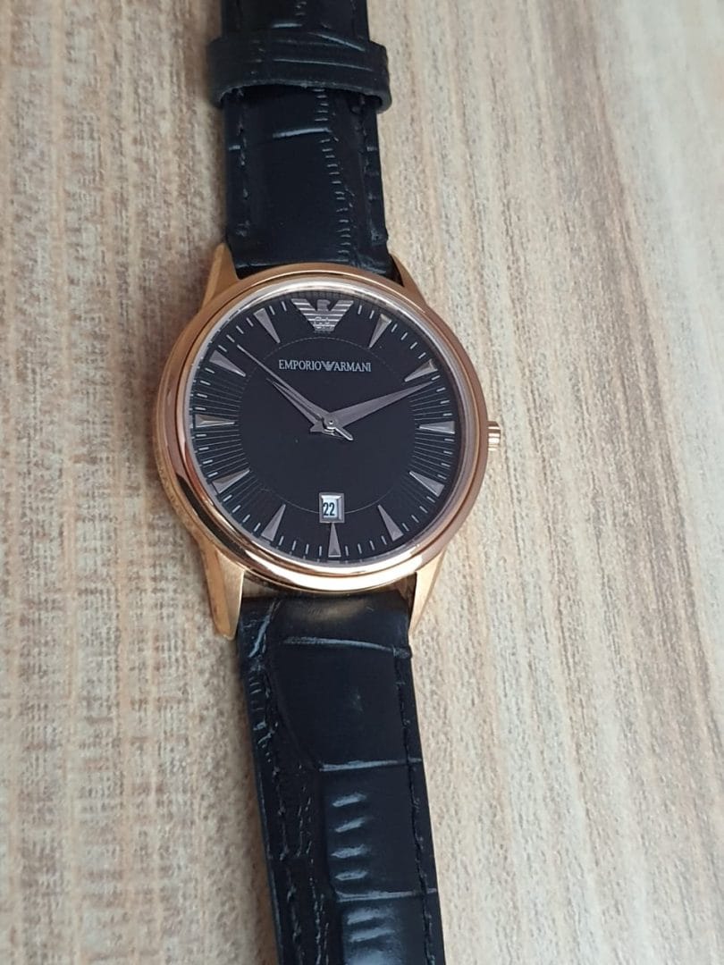 Emporio Armani Classic Black Dial Black Leather Strap Watch for Women - AR2445