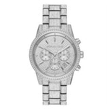 Michael Kors Ritz Chronograph Crystals Silver Dial Silver Steel Strap Watch for Women - MK6746