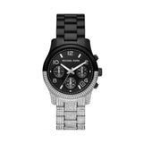 Michael Kors Runway Pavé Black Dial Two Tone Steel Strap Watch for Women - MK7433