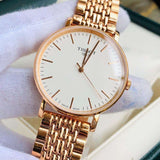 Tissot Everytime Medium White Dial Rose Gold Mesh Bracelet Watch For Men - T109.410.33.031.00