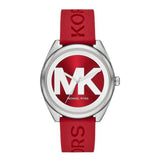 Michael Kors Janelle Three Hand Red Dial Red Rubber Strap Watch For Women - MK7144