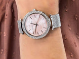 Michael Kors Darci Analog Pink Dial Silver Mesh Bracelet Watch For Women - MK4518