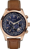 Guess Persuit Chronograph Blue Dial Brown Leather Strap Watch for Men - W0500G1