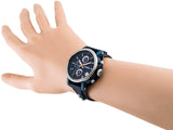 Fossil Boyfriend Sport Chronograph Blue Dial Blue Leather Strap Watch for Women - ES4113