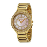 Michael Kors Kerry Mother of Pearl Dial Gold Steel Strap Watch for Women - MK3396