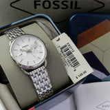 Fossil Tailor Silver Dial Silver Steel Strap Watch for Women - ES3712