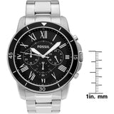 Fossil Grant Sport Chronograph Black Dial Silver Steel Strap Watch for Men - FS5236