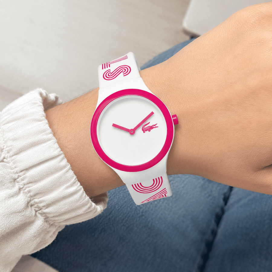 Lacoste Goa White Dial Two Tone Silicone Strap Watch for Woman - 2020106