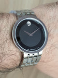 Movado Esperanza 39mm Black Dial Silver Steel Strap Watch For Men - 0607057