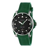 Gucci Dive Black Dial Green Rubber Strap Watch For Men - YA136310