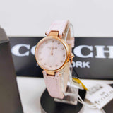 Coach Perry Diamonds Mother of Pearl Dial Pink Leather Strap Watch for Women - 14503190