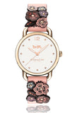 Coach Delancey White Dial Floral Pink Leather Strap Watch for Women - 14502817