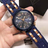 Guess Oasis Blue Dial Blue & Rose Gold Stainless Steel Strap Watch For Men - W0366G4