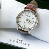 Tissot Automatics III Steel White Dial Brown Leather Strap Watch For Men - T065.430.16.031.00