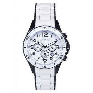 Marc Jacobs Rock Chronograph White Dial White Silicone Strap Watch for Women - MBM2574