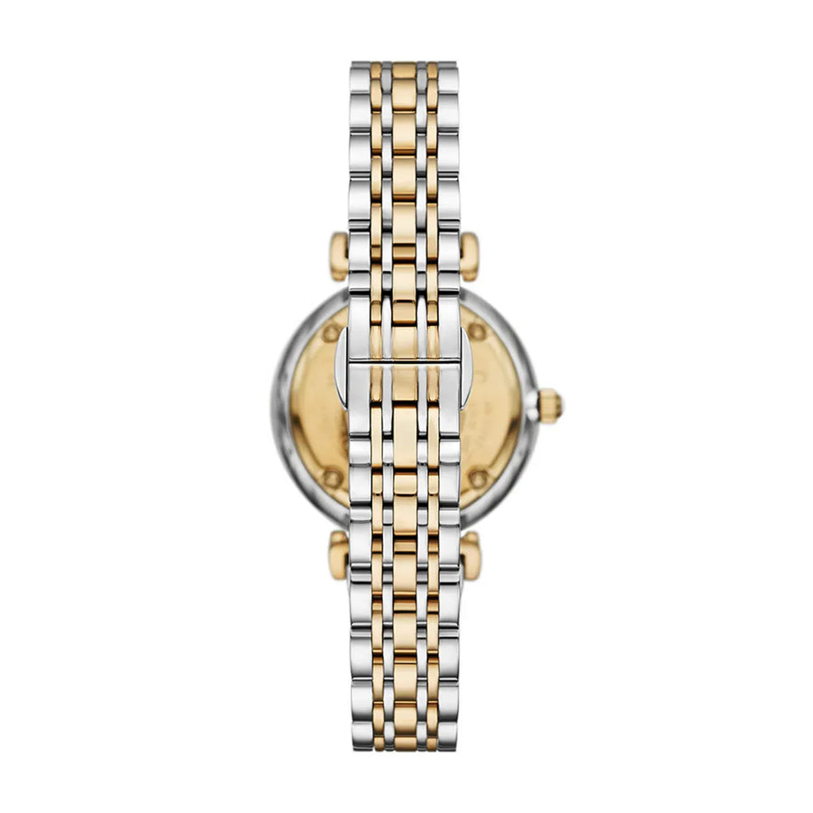 Emporio Armani Gianni T-Bar Beige Dial Two Tone Steel Strap Watch for Women - AR11702
