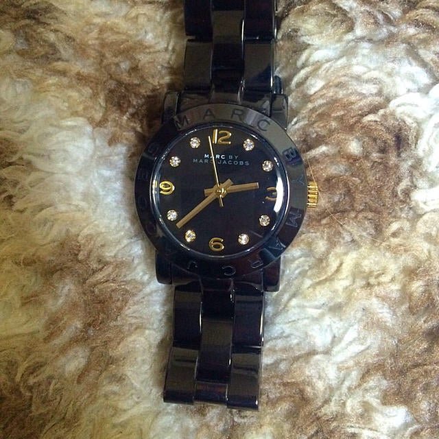 Marc Jacobs Amy Black Dial Black Steel Strap Watch for Women - MBM8595