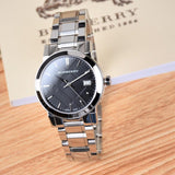 Burberry The City Black Dial Silver Steel Strap Watch for Women - BU9101