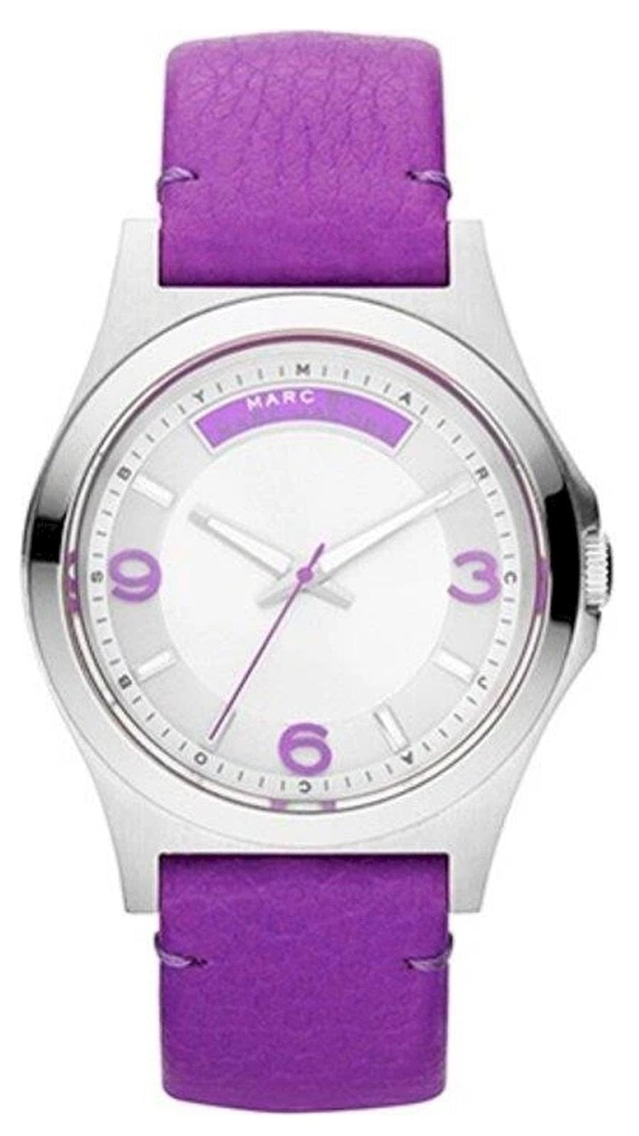 Marc Jacobs Baby Dave Silver Dial Purple Leather Strap Watch for Women - MBM1262