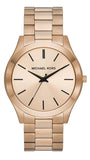 Michael Kors Slim Runway Three-Hand Gold Dial Gold Steel Strap Watch for Women - MK9122