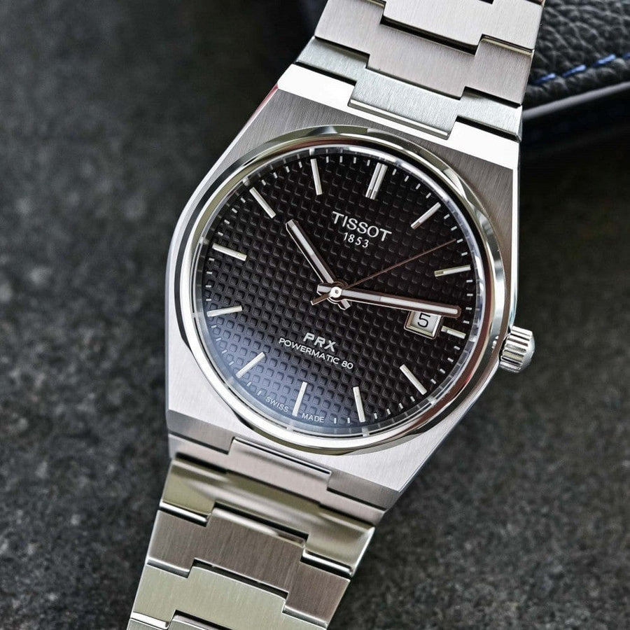 Tissot PRX Powermatic 80 Black Dial Silver Steel Strap Watch For Men - T137.407.11.051.00