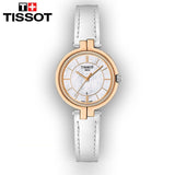 Tissot Flamingo Mother of Pearl Dial White Leather Strap Watch For Women - T094.210.26.111.01