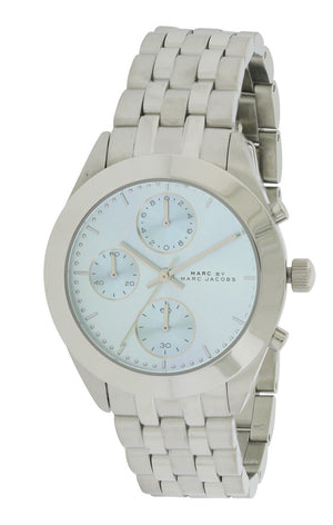 Marc Jacobs Peeker Chronograph Silver Dial Silver Steel Strap Watch for Women - MBM3371