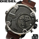 Diesel Little Daddy SBA Small Sized Grey Dial Brown Leather Strap Watch For Men - DZ7258