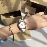 Burberry The City Diamonds White Dial White Leather Strap Watch for Women - BU9130