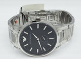 Emporio Armani Classic Quartz Black Dial Silver Steel Strap Watch For Men - AR9107