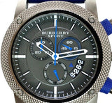 Burberry Sports Chronograph Black Dial Blue Rubber Strap Watch for Men - BU7714