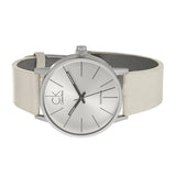 Calvin Klein Post Minimal Silver Dial White Leather Strap Watch for Men - K7621126