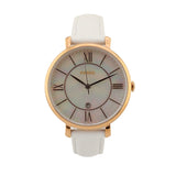 Fossil Jacqueline Quartz Mother of Pearl White Dial White Leather Strap Watch for Women - ES4579