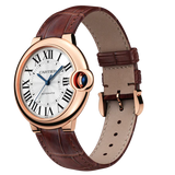 Cartier Ballon Bleu De Cartier White Dial Brown Leather Strap Watch for Women - WGBB0009