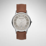 Emporio Armani Renato Quartz Silver Dial Brown Leather Strap Watch For Men - AR11185