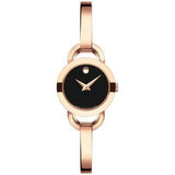 Movado Rondiro 22mm Black Dial Rose Gold Steel Strap Watch For Women - 0607065