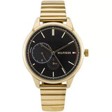 Tommy Hilfiger Brooke Black Dial Gold Steel Strap Watch for Women  - 1782019