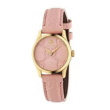 Gucci G Timeless Quartz Pink Dial Pink Leather Strap Watch For Women - YA1265005