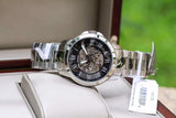 Fossil Grant Automatic Skeleton Black Dial Silver Steel Strap Watch for Men - ME3103