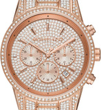 Michael Kors Ritz Three-Hand Glitz Rose Gold Dial Rose Gold Steel Strap Watch for Women - MK6748